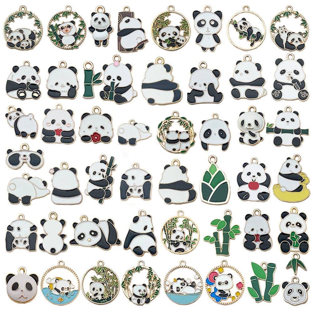 Enamel Zinc Alloy Panda Bear Cat Charm Pendants for DIY Keychain Earrings Necklace Jewelry
