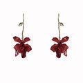 Pink Flower Drop Earrings With Gold Tone Stems Jewelry view 5