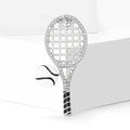 Crystal Tennis Racket and Ball Brooch in Gold or Silver Tone view 3