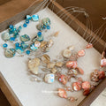 Multi Strand Shell Chip Crystal Bead Necklace Cream view 4
