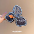 Blue Embroidered Butterfly Crystal Bead Duckbill Hair Clip view 4
