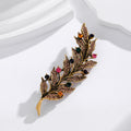 Leaf Crystal Metal Brooch Pin 3 x 8 cm for Jackets and Lapels view 4