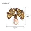 Red Gold Tone Ginkgo Leaf Metal Brooch Pin for Jackets and Lapels view 2