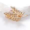 Yellow Wheat Crystal Pearl Look Two Designs Metal Brooch Pin view 3