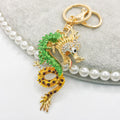 Rhinestone Chinese Dragon Keychain Metal Zodiac Bag Charm view 11