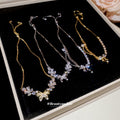 Butterfly Flower Cubic Zirconia Slider Bracelets Gold Silver view 2