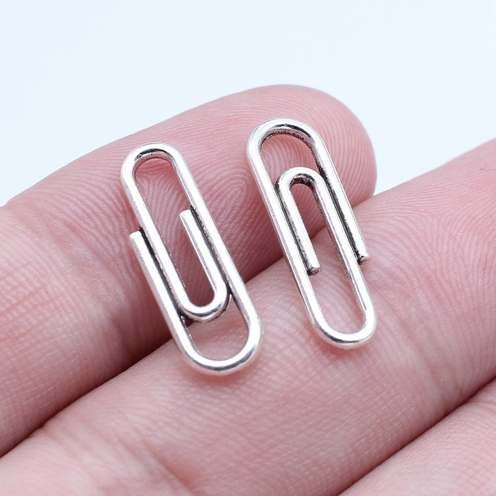 Paper Clip Shaped Metal Charms in Four Metallic Finishes