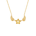 Crystal Winged Star Pendant Necklace in Gold and Silver Tone view 5