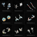 Silver Double Layer Clip-On Earrings Assorted Floral Mix view 1