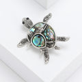 Silver Sea Turtle Brooch Abalone Shell Inlay Antique view 2