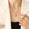 Layered Multi Chain Heart Star Pendant Gold Necklace view 3