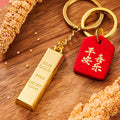 Gold Bar Keychains with Chinese Plaques and Loose Braided Loop Options view 3