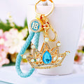 Large Jeweled Crown Keychains in White Blue and Purple with Braided Loops view 2