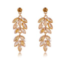 Gold Tone Champagne Leaf Dangle Four Designs Metal Dangle Earrings view 8