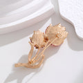 Orange Tulip Crystal Metal Brooch Pin for Jackets and Lapels view 3