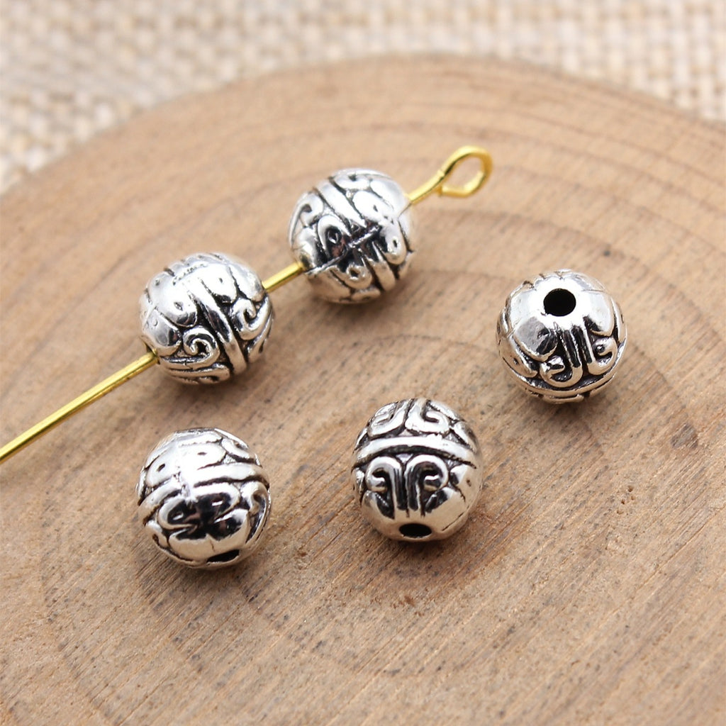 7.3x7.2x7.2mm 1.2g Multicolor Zinc Alloy Carved Ball Small Hole Spacer Beads for Bracelet Necklace DIY
