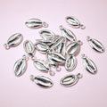 Silver Tone Ridged Shell Charms With Black Recessed Detail view 2