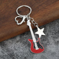 Metal Guitar Keychain With Star Charm And Heart Clasp, 24 Styles view 2
