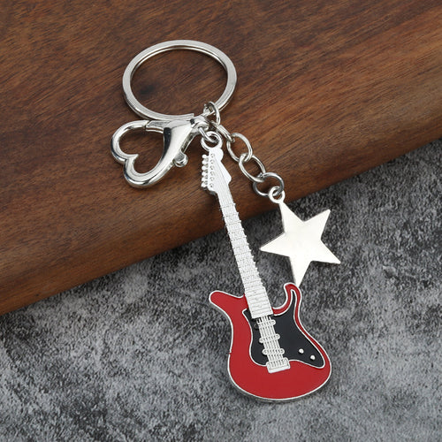 Electroplated Guitar Zinc Alloy Keychain Bag Charm Gift Accessory