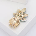 Green Leaf Yellow Crystal Pineapple Brooch in Green Yellow view 4