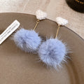 Heart Post Long Bar Pom Pom Earrings in Four Color Styles view 7