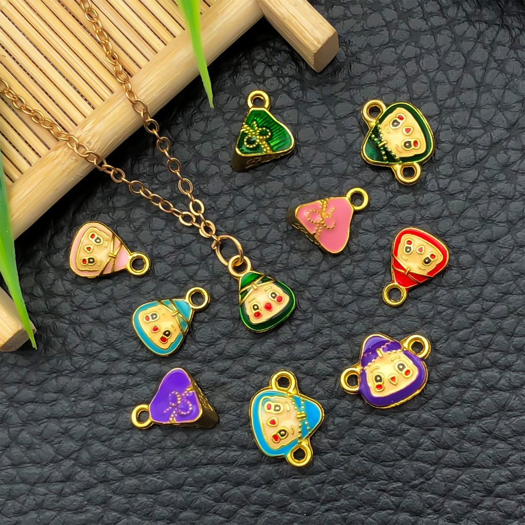 Zinc Alloy Enamel Zongzi Charm Pendant for DIY Bracelet Necklace Festival Jewelry