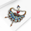 Dancing Woman Brooch With Jeweled Fan Skirt in Mixed Colors view 2
