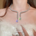 Silver Crystal Teardrop Collar Necklace Decorative Jewelry Design view 1