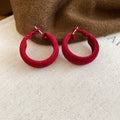 Flocked Fabric Hoop Earrings In Five Bold Colors For Distinctive Statement Styling view 7