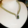 Green Bead Strand Necklace with Square Pendant Statement Jewelry Design view 4
