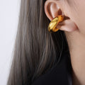 Chunky Open C Shape Ear Cuffs Gold And Steel Metal view 5