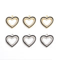 Black Edge Rhinestone Open Heart Pendant Charms in Two Finishes view 2