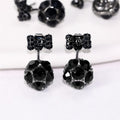 Gunmetal Bow Faceted Crystal Ball Jacket Earrings Pair view 6