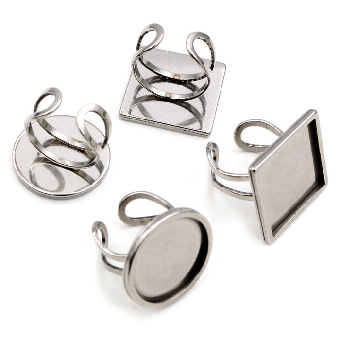 Stainless Steel Cabochon Ring Blanks in Three Bezel Shapes