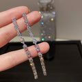 Crystal Linear Drop Earrings in Four Color Finishes view 3