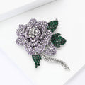 Crystal Rose Brooch With Curved Stem Decorative Lapel Pin view 3