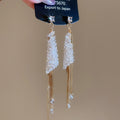 Square Crystal and Chain Tassel Stud Earrings in Four Colors view 7