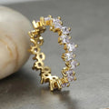 Baguette Stone Full Eternity Ring In Blue Or Clear Gold Tone view 3