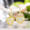 Gold Tone Pave Crystal Heart Drop Earrings view 3