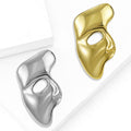 Abstract Half Mask Brooch in Polished Metal for Jackets and Scarves view 2