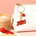 Red Enamel 2026 Heart Love Gold Split Ring Keychain view 4
