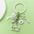 Sewing Tool Charm Keychain With Scissors, Tape Measure And Machine view 4