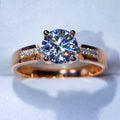 Round Clear Solitaire Ring Side Stones White Gold Rose Gold Sizes 6-10 view 1