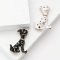 Enamel Sitting Dog Brooch with Polished Metal and Decorative Accents view 1