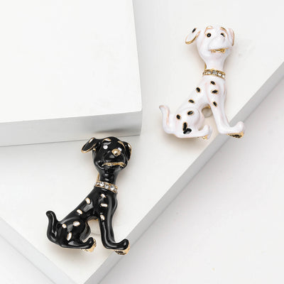 Enamel Sitting Dog Brooch front view