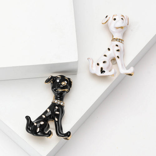 Enamel Sitting Dog Brooch front view