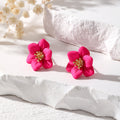 Five Petal Metal Flower Stud Earrings in Seven Colors view 3