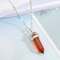 Silver Tone Bullet Crystal Pendant Necklaces in Six Colors view 6