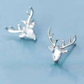 Gold Silver Deer Head Stud Earrings Clear Stones Options view 3