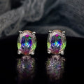 Oval Solitaire Stud Earrings In Ten Bright Stone Colors view 7